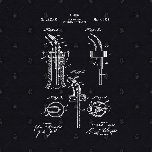 Whiskey Screwtop Dispenser Patent Blueprint 1958 by MadebyDesign